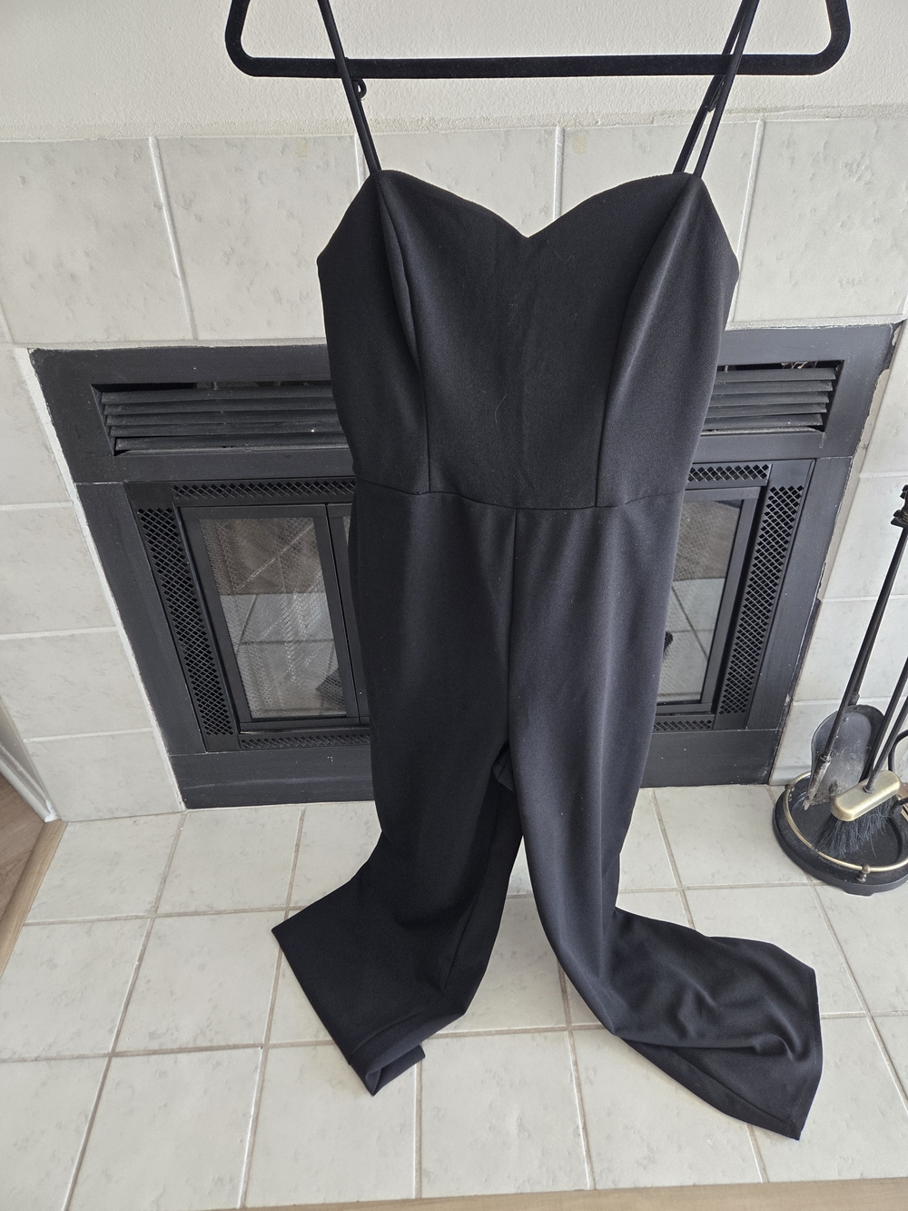Francesca's Collections Black Strapless Sweetheart Jumpsuit with Wide Legs